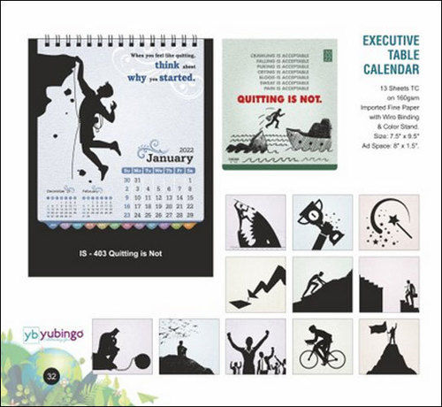 Multicolour Executive Paper Table Calendar With 13 Sheets For Home And Office, 7.5"x9.5", 160 Gsm