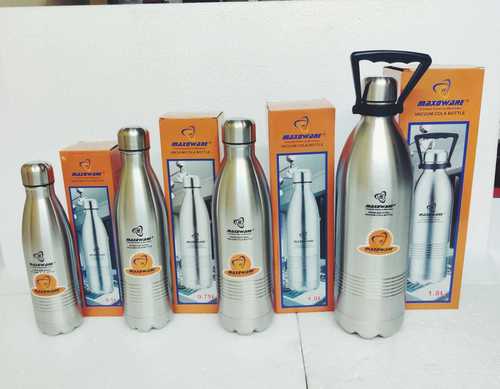 Plain Design And Silver Color Maxoware Stainless Steel Vacuum Bottle Silver Silver Color Lid