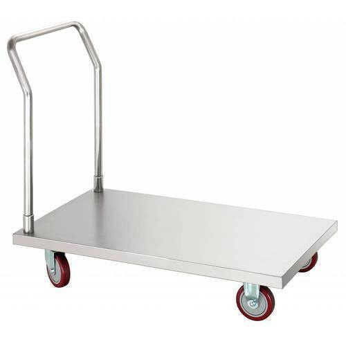 Pu Wheeled Stainless Steel Platform Trolley - Color: White