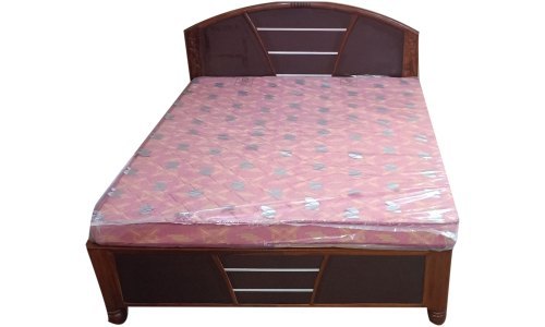 Wooden Double Bed - 6x4ft Queen Size, Brown Finish with Storage | Modern Indian Style Teak Furniture, Indoor Use