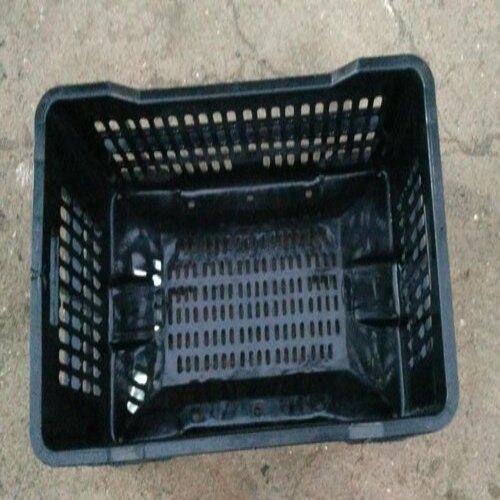 Black Rectangular Shape 20 Kg. Hdpe Vegetable Crate Multi Use And With 2 Handle