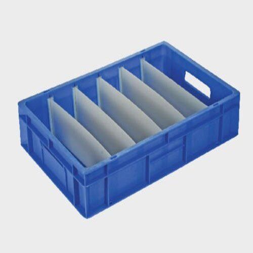 Rectangular Shape 20 Kg. Solid Box Style Industrial Blue Crate With Partition