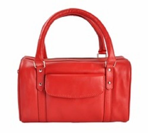 Rectangular Shape Party Wear Red Women Leather Hand Bags With Polyester Lining