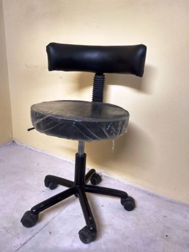 Fine Seat Leather Black Round Revolving Office Chair Without Armrest