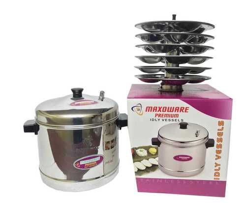 Silver Color Maxoware Stainless Steel Idli Cooker Available In 4 Plates And 6 Plates