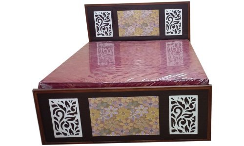 Queen Size Double Bed - 5x7ft Polished Teak Wood with Storage | Modern Indoor Furniture, Brown Finish, Indian Style