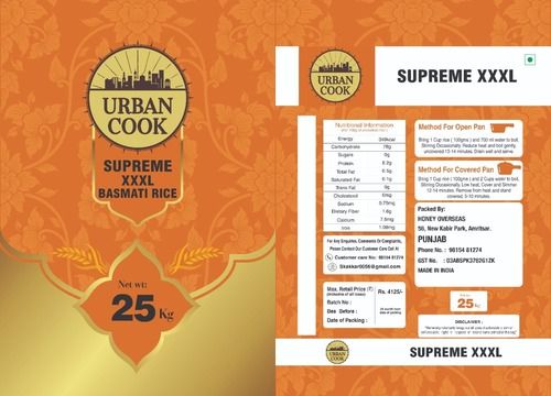 Urban Cook Supreme Xxxl Basmati Rice 25kg Long Rice Grain Variant, Ready to Cook and Serve