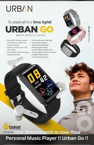 Urban Go Smart Watch With Music Player Direct Pair Allows the Userz to make calls, Send Message, record call, listening to music and many more