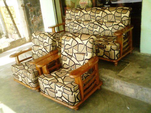 Velvet Upholstery Five Seater Teak Wood Durian Sofa Set for Home
