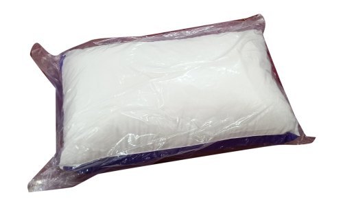 Cotton Bed Pillow - 1x2.5 Feet, White Rectangular Shape , Plain Design for Head Support