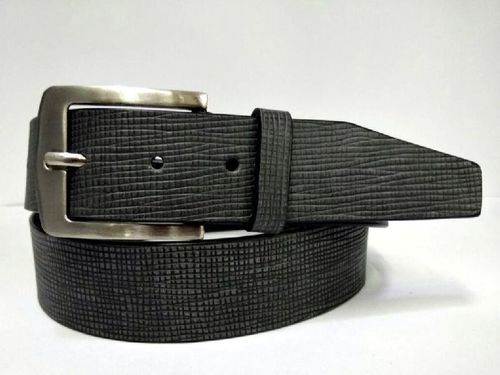 Black Color And Plain Design Mens Leather Belt With Silver Color Plain Metal Buckle