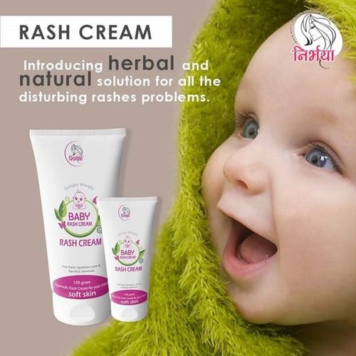 White Nirbhaya Baby Rash Herbal Soft Skin Natural Cream 100G, For 0-5 Age