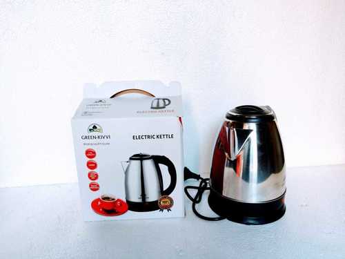 कम बिजली की खपत के साथ सिल्वर और ब्लैक कलर मेटैलिक बॉडी इलेक्ट्रिक केटल