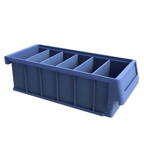 Six Partition Storage Plastic Bin - Color: Blue