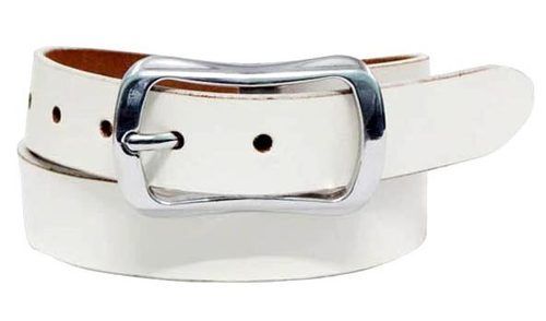 White Color Plain Design Ladies Casual Leather Belts With Silver Color Zinc Buckle