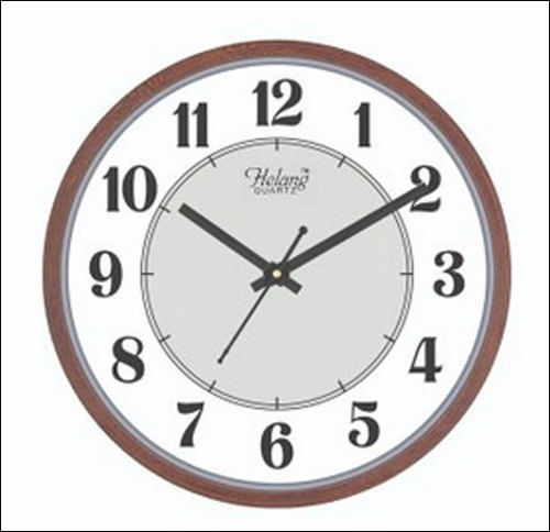 Brown 12 Inch Attractive Design Plastic Round Wall Clock For Office, Gifts, Home