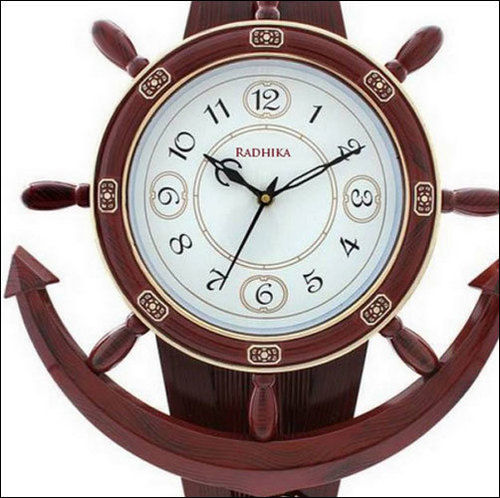 CLOCKWISE Traditional Brown Round Wood- Looking Pendulum Plastic Wall Clock  for Living Room, Kitchen, or Dining Room QI004509.BN - The Home Depot