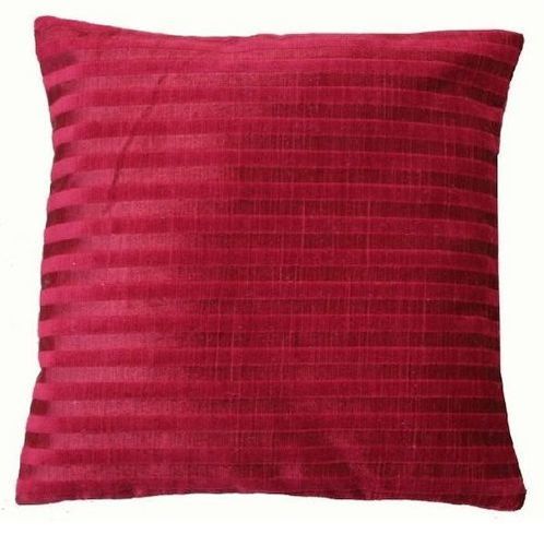 Maroon Bright Shine Soft And Smooth Square Shape Striped Viscose Cotton Velvet Cushion Cover