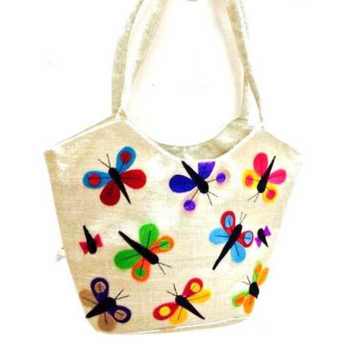 Multicolor Printed Fancy Jute Carry Bag for Ladies with 2-3KG Capacity