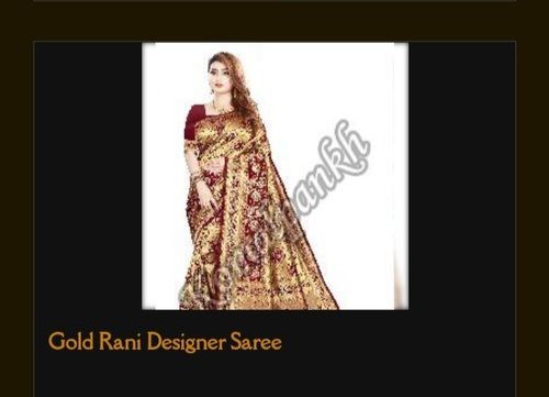 Pure Silk Gold Rani Designer Party Wear Saree with 5.5m Saree Length