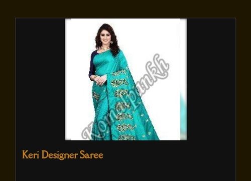 Sky Blue Color Ladies Party Wear Pure Silk Designer Saree with 5.5m Saree Length