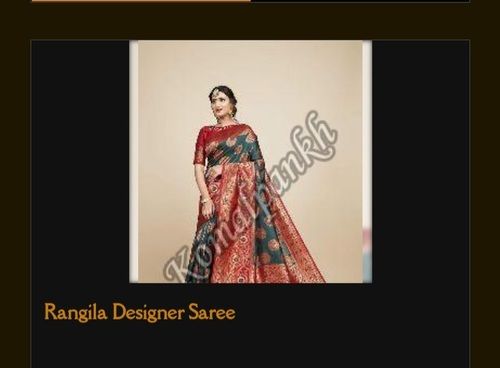 Stylish Ladies Party Wear Pure Silk Designer Saree with 5.5m Saree Length