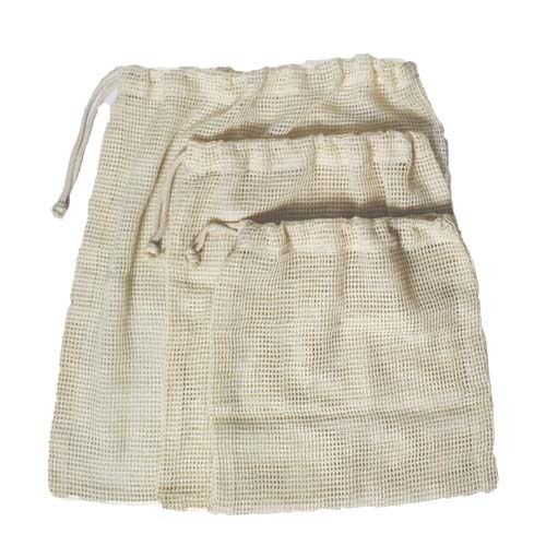 White Reusable Cotton Mesh Bags For Grocery Packaging With Dimension 4X5 Inches