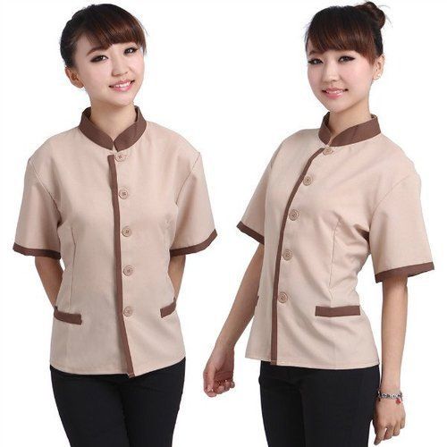 Beige And Black Half Sleeves Regular Fit Unisex Plain Cotton Housekeeping Uniform Age Group: Adults