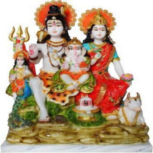 A one Marble Handicrafts Shiv Parivar Decorative Showpiece - 10 cm  (Marble, Multicolor)