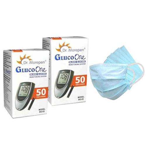 Dr. Morepen 100Pcs BG 03 Gluco One Strips Glucometer And 100 Lancets Free