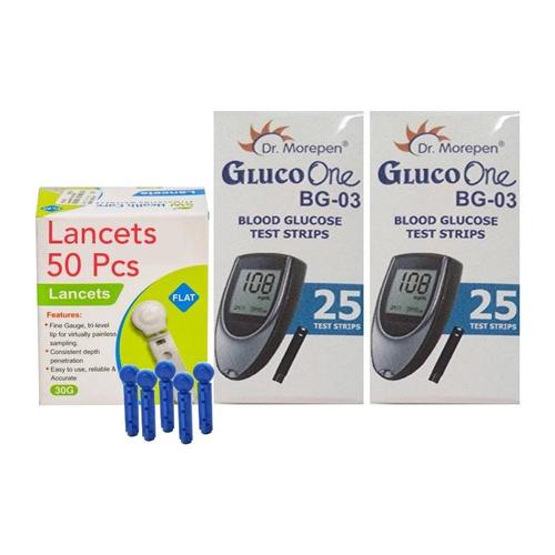 50 Pcs Bg 03 Gluco One Strips And 50 Lancets Free