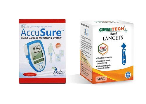 Accusure Blue Glucometer With 150 Pcs Test Strips