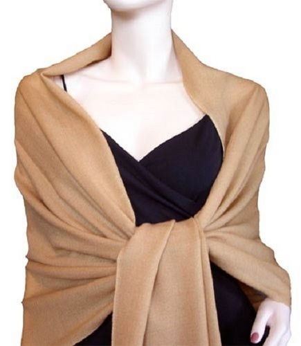 Machine Made Beige Extremely Comfortable Warm And Soft Ladies Casual Plain Pure Cashmere Stoles