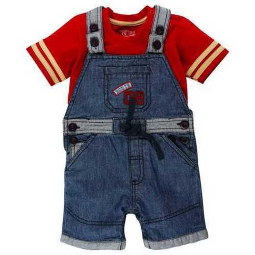 Casual Wear Cotton And Denim Fabric Skin Friendly Boys Baba Suite