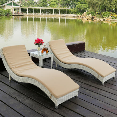 Outdoor Swimming Poolside Furniture Chairs Deck Lounger Set No Assembly Required