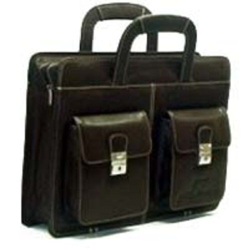 Very Spacious And Plain Design Leather Briefcase With Zipper Closure And 2 Front Pocket