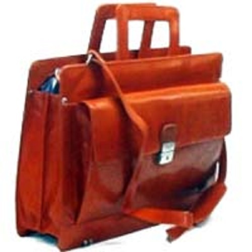 Very Spacious Tan Color And Plain Design Leather Briefcase With Metal Button Type Closure Gender: Men