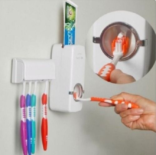 Abs Plastic Wall Mounted White Toothpaste Dispenser For Home