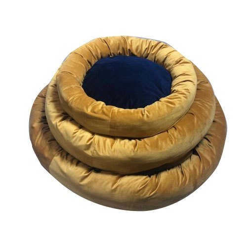 Designer Round Shape Velvet Dog Bed - Made with Suede & Polyester Fiber, Multi-Color Washable Set of 3 Pieces