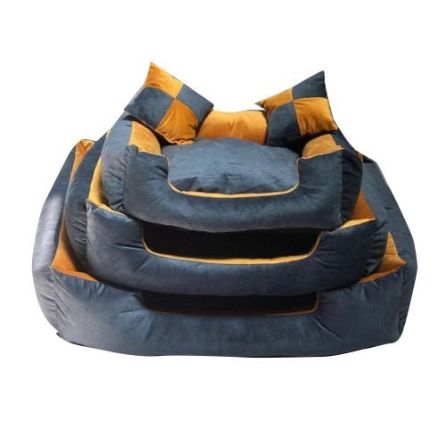 Plain Colored Washable Pet Dog Bed - Material: Velvet