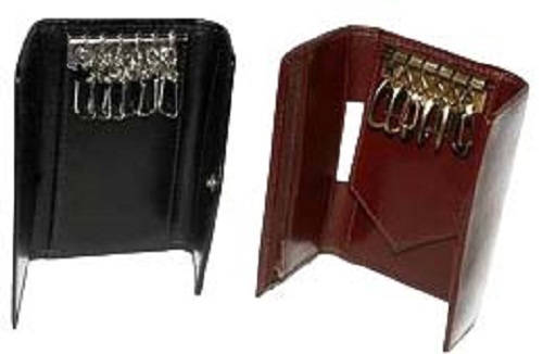 Metal Plain Design Very Spacious Brown And Black Color Fold Able Type Leather Key Ring