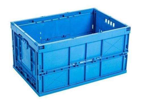 Blue Plastic Rectangular Time Folding Crates For Industrial With 15 Kg Capacity