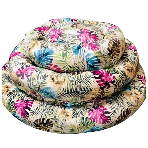 Printed Round Dog Bed - Microfiber Fill, Multi Color, Washable | Set of 3, Suitable for Dogs and Cats