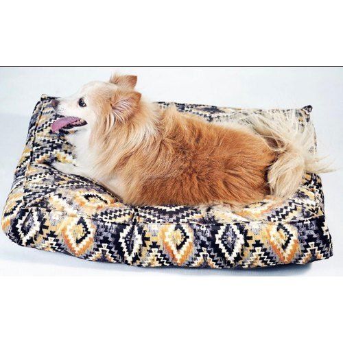 Printed Square Shape Velvet Pet Bed For Dog With Suede Materials And Filling Micro Fiber