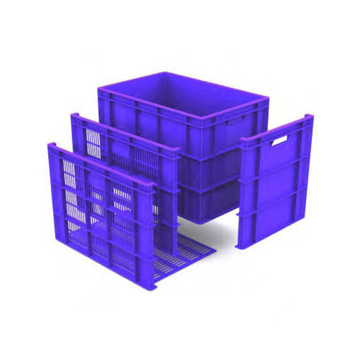 87 L Solid Box Style Rectangular Shape Blue Plastic Storage Crates 