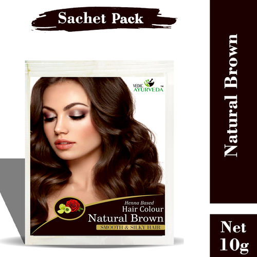 Vedicayurveda Henna Hair Color Naturally Brown Sachet (Pack Of 6)