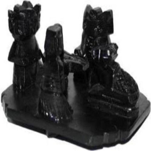 A One Marble Handicrafts Black Marble Shivling with Shiv Parivar and Nandi Statue Decorative Showpiece - 6 cm (Marble, Black) 