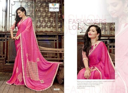 Pink Highly Comfortable And Breathable Casual Wear Ladies Joomari Printed Saree With Beautiful Look