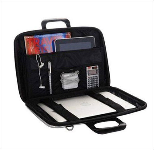 Stylish Leather Sleeve Laptop Black Messenger Bag Cum Briefcase