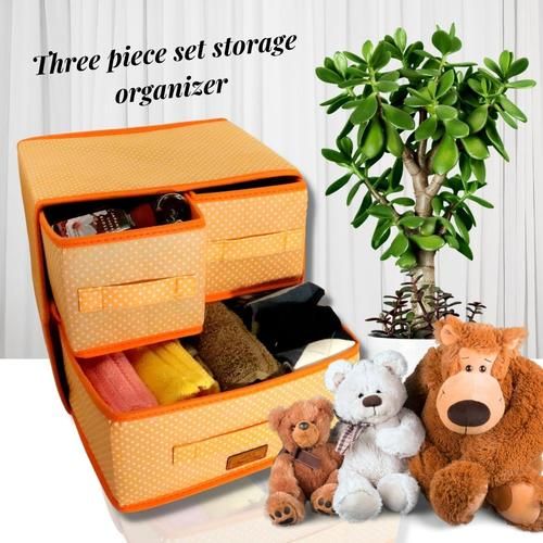 Three Piece Foldable Storage Box For Accessories, Lingerie, Cosmetics, Home Storage Application: Accessories